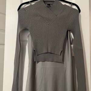 All Saints Hana Two-piece Crop Ribbed Sweater & Satin Slip-dress